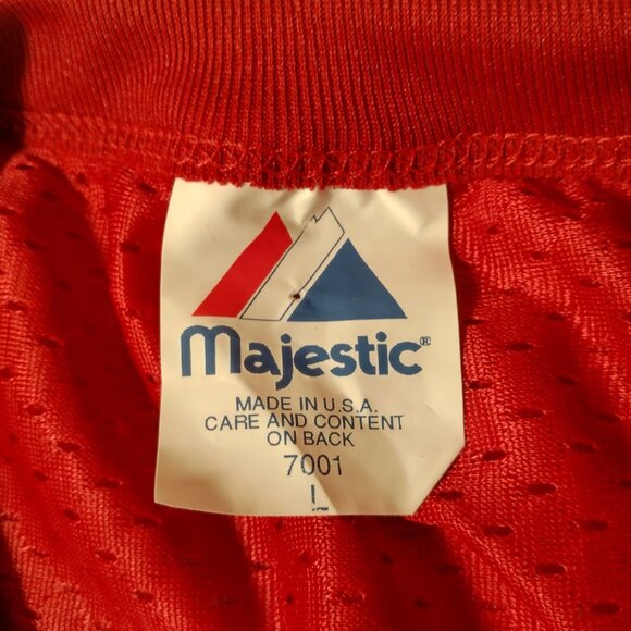 Vintage Majestic Football Jersey Youth Large Red V Neck Mesh USA Made Athletic - Picture 6 of 8